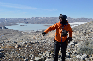 Dr Alex Webb in the field of Isua, Greenland, studying 3.8 billion year old rocks that may have been produced via heat-pipe processes on Earth.
